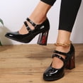 thumbnail image 4 of Kayannuo High Heel Shoes Clearance Summer Womens Sandals Women's Dry Rose Thick Heel High Heels French Vintage Single Shoes High Heels for Women Homecoming Gifts, 4 of 8