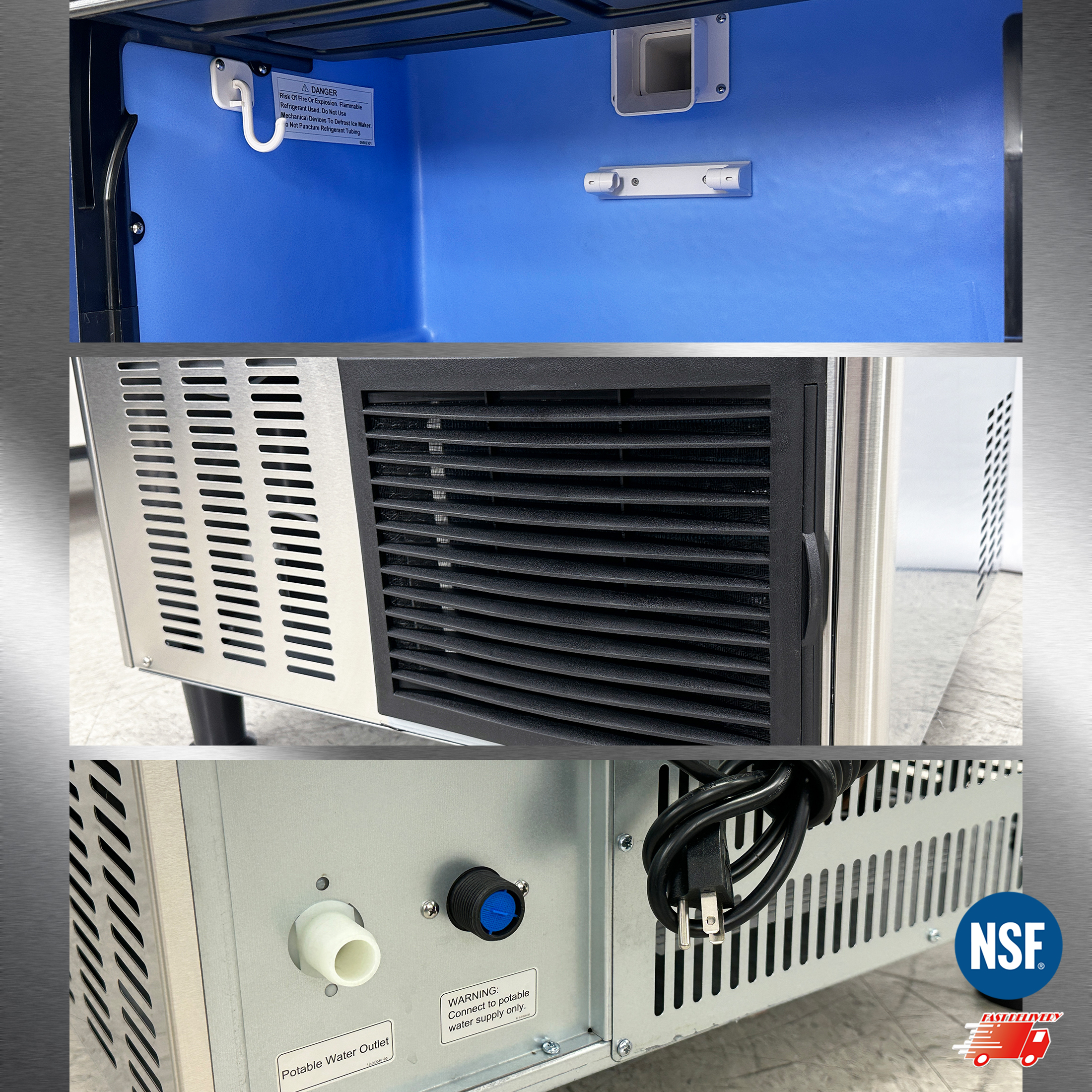 Cooler Depot NSF 260 lb Commercial Nugget Ice Maker with 110 lb Storage Bin, Model SK-269N