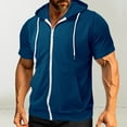 thumbnail image 2 of Mens Short Sleeve Hoodie Zip Up Summer Lightweight Sweatshirts with Hood Plain Drawstring Zipped Hoodies Shirts Casual Hoody Solid Color Workout Sports Hooded Tops, 2 of 7