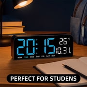 TIMESS Digital Alarm Clock 9.5 Large LED Display, Memory Backup, for Home (Blue)