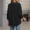 thumbnail image 4 of Button Down Shirts for Women 3/4 Length Sleeve Tops V Neck Blouses Business Casual Outfits Loose Fit Black XL, 4 of 6