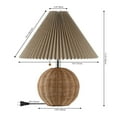 thumbnail image 3 of JONATHAN Y Aksel 17.25" Coastal Scandinavian Rattan/Iron Sphere LED Table Lamp with Pleated Shade and Pull Chain, Natural/Chrome/Dark Beige, JYL1145C, 3 of 7