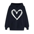 thumbnail image 1 of DPTALR Women's Comfortable Sweater Heart Pattern Printed Women's Hooded Pocket Drawstring Sweater, 1 of 4