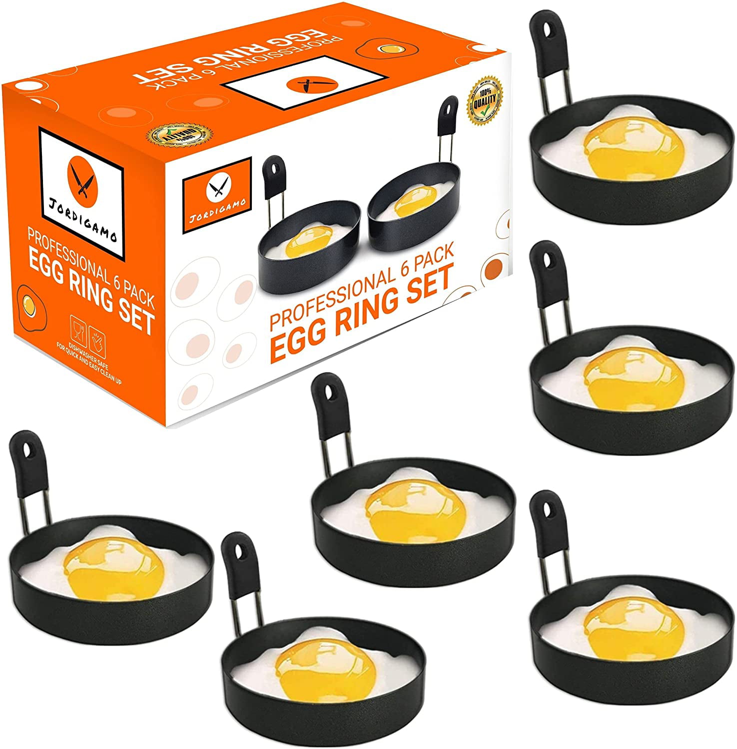 6 Pack Egg Ring Stainless Steel Round Egg Cooking Rings Non-Stick Frying Egg Maker Molds 