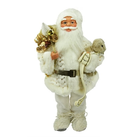 19" White and Gold Nordic Santa Claus Christmas Tabletop Figurine