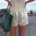 thumbnail image 4 of Women Lace Trim Wide Leg Shorts Satin Silk Boxers Shorts Y2k Micro Mini Pajama Shorts French Knickers Lounge Slip Pj Bottoms, 4 of 8