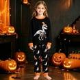 thumbnail image 2 of Kids Halloween Pajamas Size 4-5 Years Childrens Skeleton Print Sleepwear Long Sleeve Top with Pants Cozy Pjs for Girls Black, 2 of 4