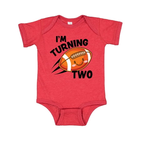 

Inktastic Birthday I m Turning Two with Football Gift Baby Boy or Baby Girl Bodysuit