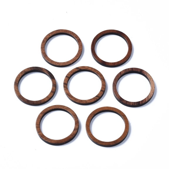 50 pc Walnut Wood Linking Rings Ring Saddle Brown 24.5x3mm