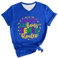 thumbnail image 2 of BOOMILK Mardi Gras Shirts for Women Casual Letter Graphic Tees V Neck Short Sleeve T-shirt Gift Summer Tops Plus Size, 2 of 5