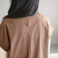 thumbnail image 5 of Aobny Cap Sleeve Women T-Shirt Loose Brown T-Shirt Crew Neck Short Sleeve Womens Going Out Tops,XXL, 5 of 5