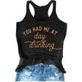 thumbnail image 2 of Tank Top for Women You Had Me At Day Drikin Summer Letter Printed Round Neck Sleeveless Tank Top Going Out Tops for Women, Color:Orange, Size:M, 2 of 3