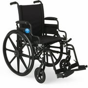 Medline's Premium Ultra-Light Weight Wheelchair, Removable Flip-Back Arms, Swing Away Footrests, 300 Weight Capacity, Black