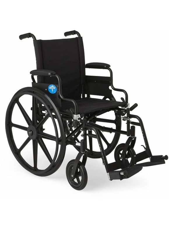 Medline's Premium Ultra-Light Weight Wheelchair, Removable Flip-Back Arms, Swing Away Footrests, 300 Weight Capacity, Black