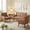 Brown, variant on Wansaly Mid-Century Adult Plush Linen Fabric Loveseats with Button Tufted High Back and Solid Wood Legs, Green, 2-Piece Set