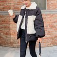 thumbnail image 1 of WREESH Women Pocket Zipper Integrated Color Block Warm Cotton Jacket, 1 of 4