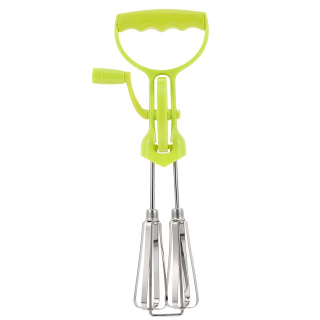 EeaseMX Batidor de huevos manual de acero inoxidable para el hogar, 1 pieza, con manivela (verde)