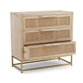 thumbnail image 3 of Blair 3-Drawer Rattan Cabinet, Natural and Gold, 3 of 12