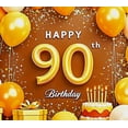thumbnail image 3 of Golden Balloon Themed Happy 90th Birthday Backdrop Banner Party Supplies Photography Props Birthday Decoration Decor Background Event Decorations, 3 of 7