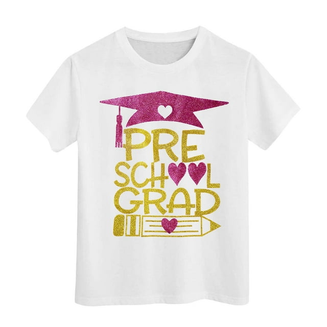 Sunnyoo Kids 2025 Preschool Graduation Tee Top Short Sleeve Crew Neck T-Shirt