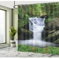 thumbnail image 4 of Ambesonne Nature Shower Curtain, Trees Flowers Waterfall, 69"Wx75"L, Green White, 4 of 4