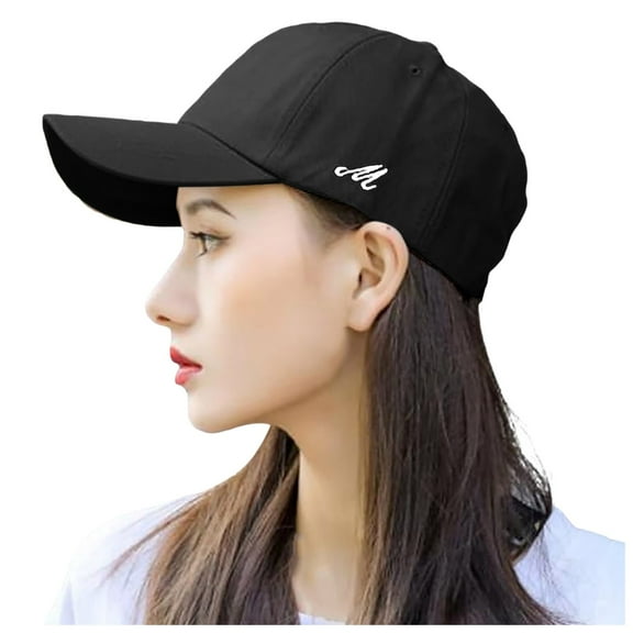 MIASHUI Women's Basic Solid Color Retro Soft Top Baseball Cap for Sun Protection, Adjustable Fit for Comfort, Simple Design for Everyday Wear Black