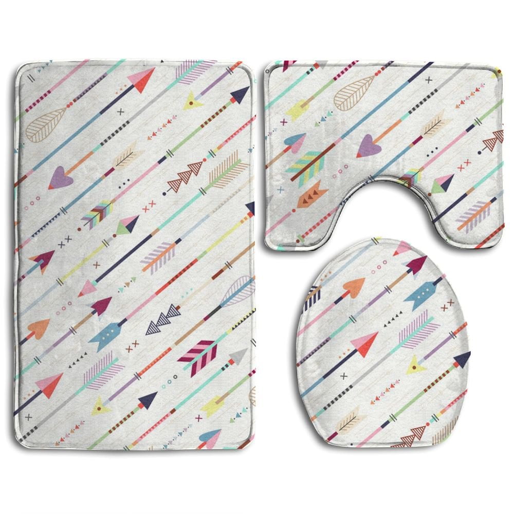 GOHAO Arrow Target 3 Piece Bathroom Rugs Set Bath Rug Contour Mat and