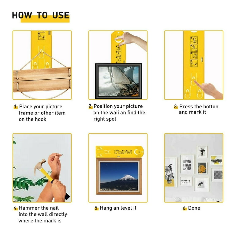 Picture Hanging Tool With Level Easy Frame Picture Hanger Wall Hanging Kit  (yellow Hanging Tool)