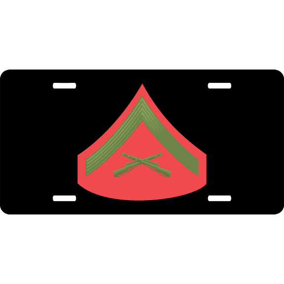 USMC E-3 Lance Corporal Green Red Chevron License Plate