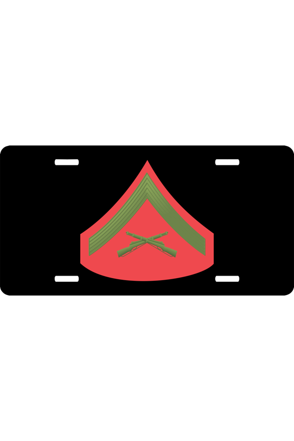 USMC E-3 Lance Corporal Green Red Chevron License Plate