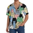 thumbnail image 3 of Honeii 's Different Cats for men's short-sleeved button-up collared shirt featuring a pocket, perfect for beach vacations, and travel adventures., 3 of 5