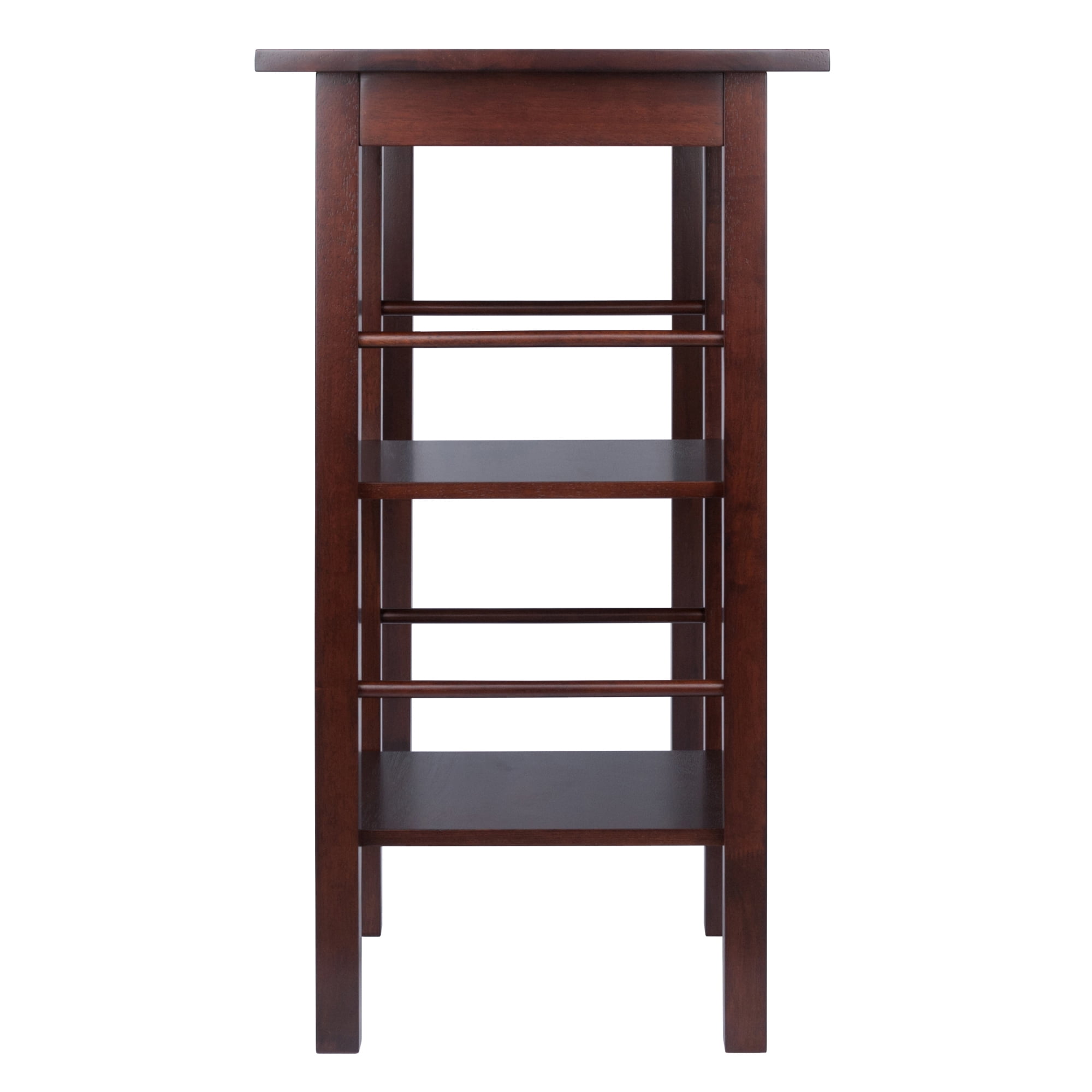Winsome Egan Breakfast Kitchen Island with Shelves, Walnut Finish