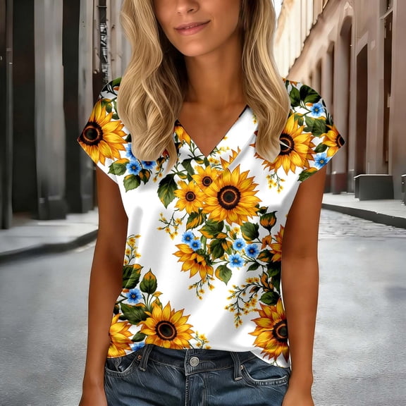 MAIHAN Women Tshirts Cotton Casual Summer Funny Printed Graphic Loose Tees Womens Summer Tops Loose Fit Shirts Spring Fashion