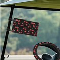 thumbnail image 3 of XYZCANDO Cherry 4pcs Golf Cart Seat Covers Golf Cart Steering Wheel Covers 2pcs Golf Cart Flag Golf Cart Decor Easy to Install Golf Cart Blanket Steering Wheel Protector Double Sided Golf Flags Black, 3 of 7