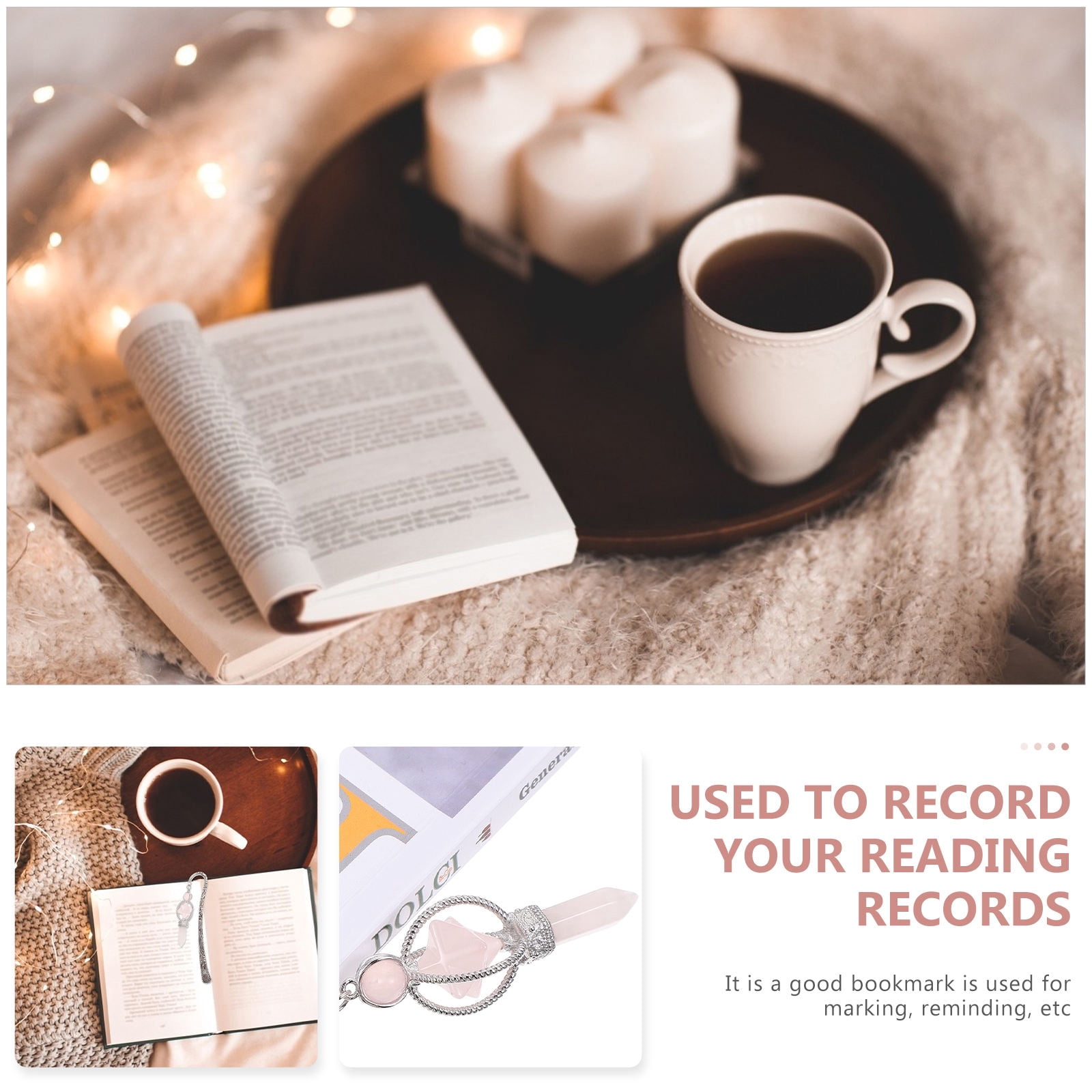 WORGEOUS 3 pcs  Creative Crystal Craft Bookmark Unique Bookmark Pendant Book Reading Tag