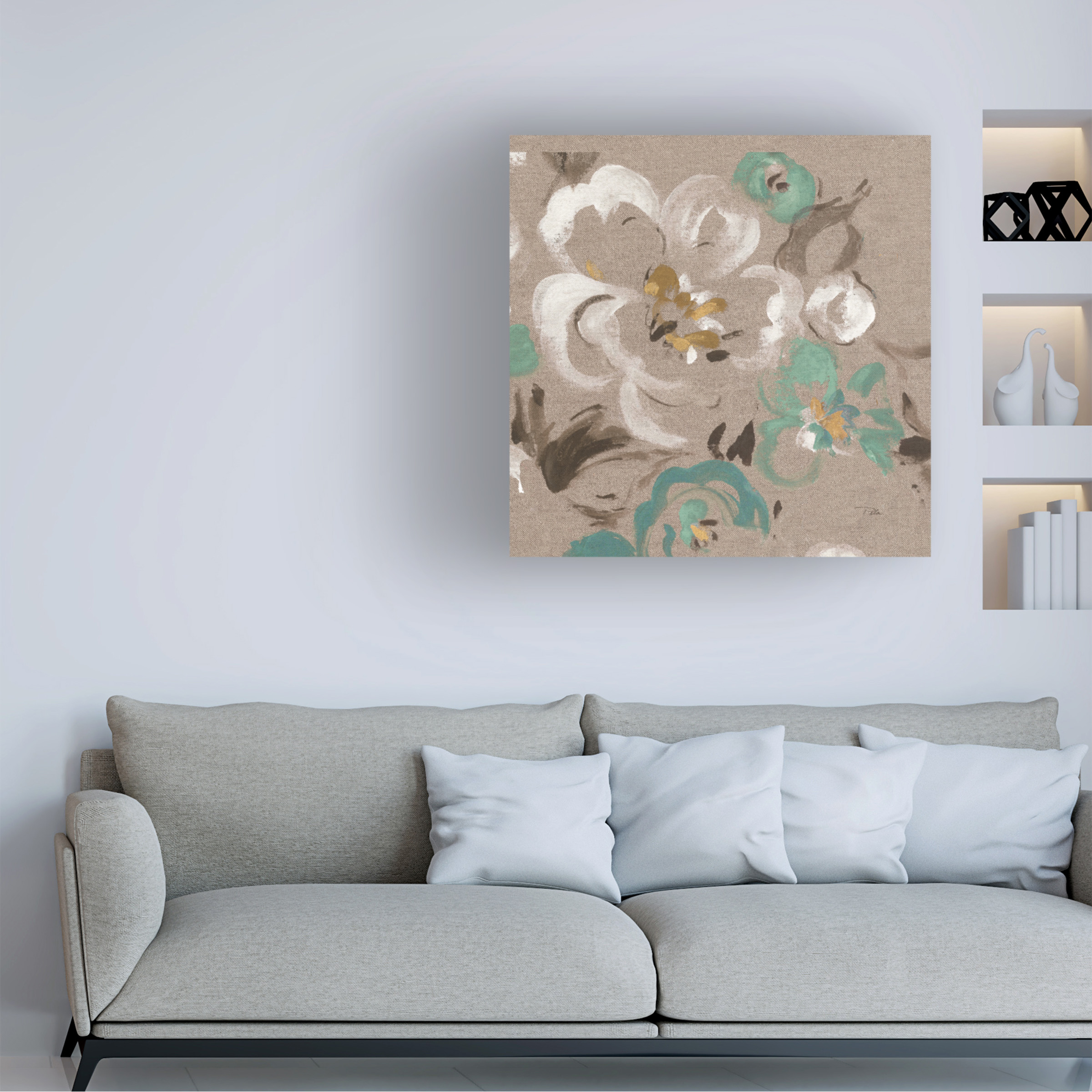 Trademark Fine Art 'Brushed Petals II Teal' Canvas Art by Pela