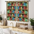thumbnail image 3 of Pixelated Bookshelf Curtains, Pixel Print Game Theme Anime Bookcase Educational Window Drapery Treatments for Kids Boys Girls Teen Bedroom Living Room Classroom Nursery, 27.5x36 Inch, 3 of 4