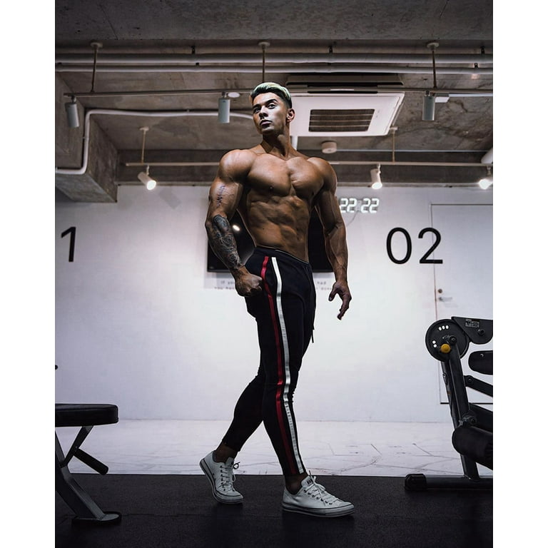 Joggers Pants Men Running Sweatpants Striped Track Pants Gym Fitness Sports  Trousers Male Bodybuilding Training Bottoms
