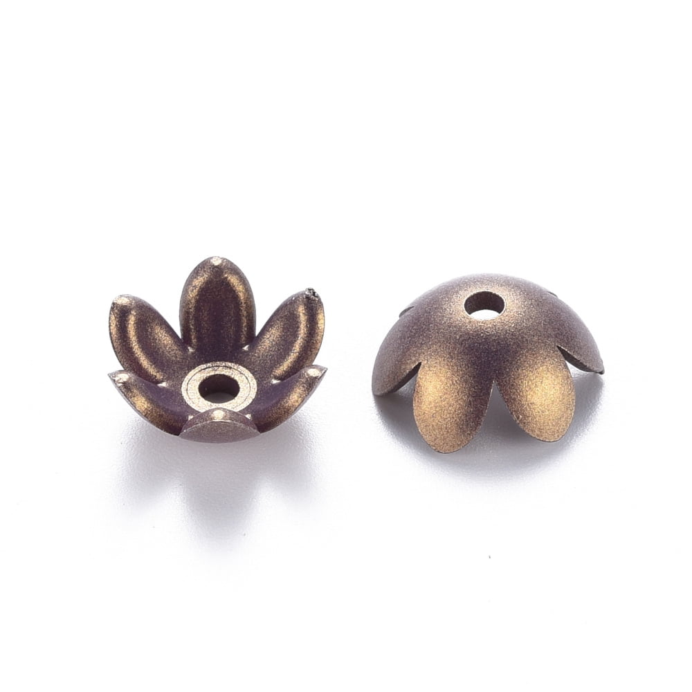 6-Petal Spray Painted Acrylic Bead Caps Flower Mixed Color 13.5x6mm Hole: 2mm about 1666pcs/500g