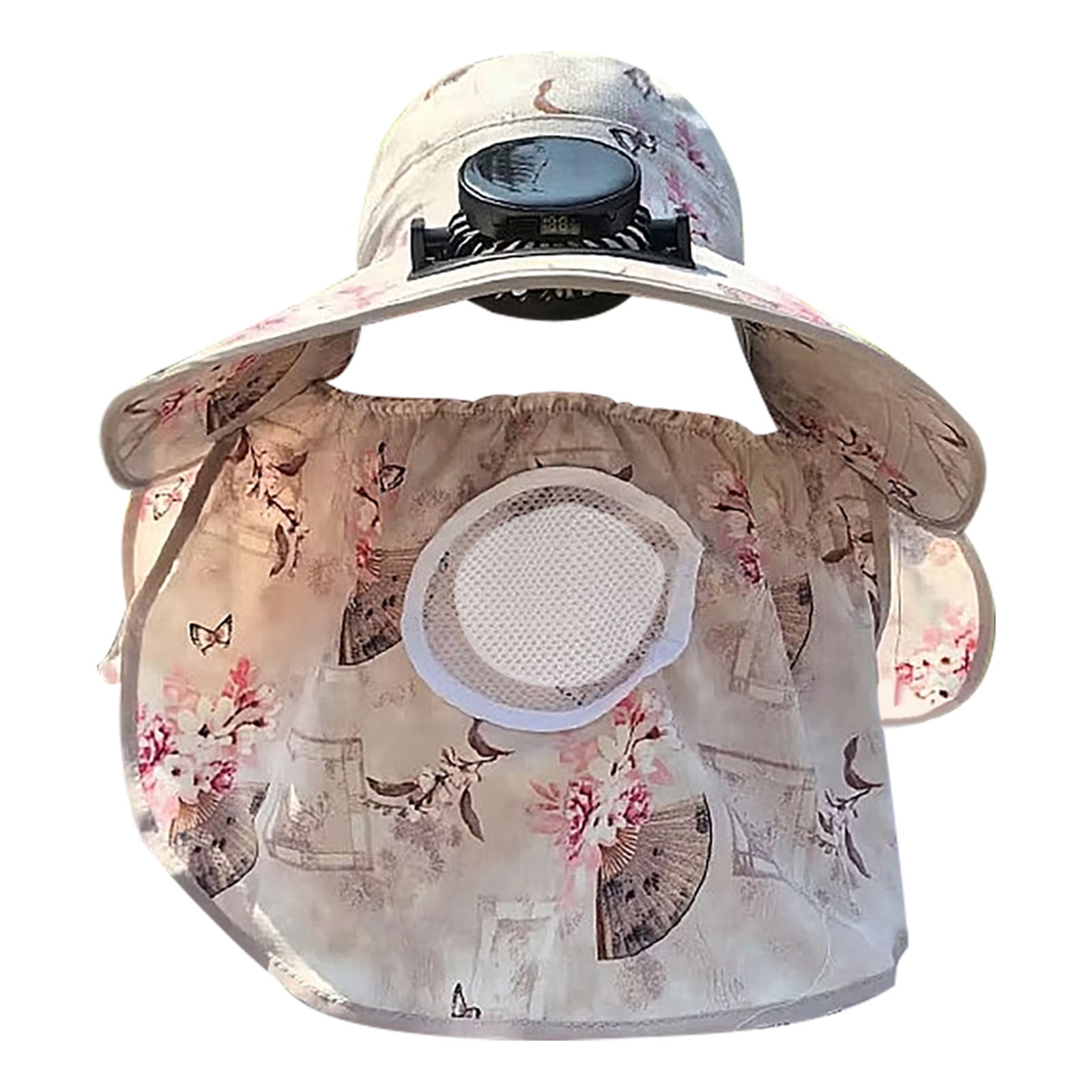 O-443 Khaki Sun Hat Khaki With Solar Powered Fan For Uv Protection