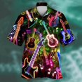 thumbnail image 3 of Camisas Para Hombre Manga Larga Camisa de manga corta estampada para hombre, moda de primavera/verano, ocio, deportes, playa, fiesta, playa, Hawaii Music Festival (Black, M), 3 of 4