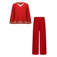 thumbnail image 5 of Aislor Boys Praise Dance Outfits Liturgical Worship Pullover Top with Wide Leg Pants Bottom for Themed Party Red 10, 5 of 7