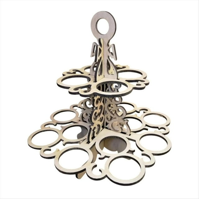 Estante de Madera Reutilizable para Huevos de Pascua, Estante de Almacenamiento de Adornos de 2 Niveles para Exhibición de Cocina, Escritorio y Encimera