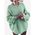 thumbnail image 1 of Ropa de invierno, suéter de color sólido, suéter holgado de manga de murciélago, abrigo de suéter de talla grande para mujer, 1 of 6