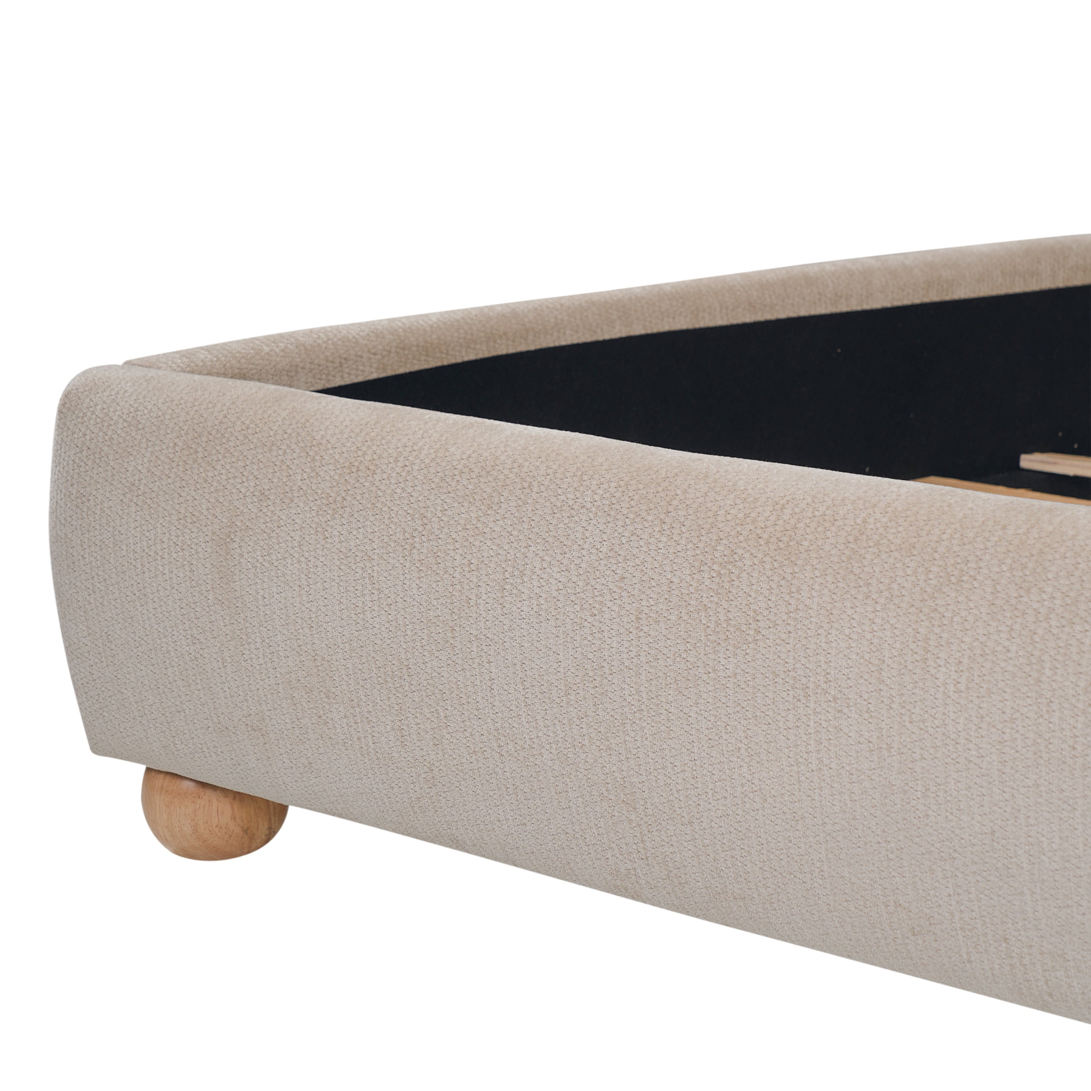 Christopher Knight Home Boucle Upholstered Bed Frame with Curved Thick Headboard, King Size, Taupe