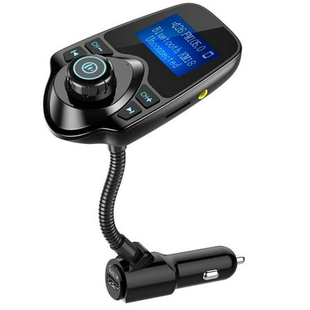 Nulaxy Bluetooth Car FM Transmitter Audio Adapter Receiver Wireless Handsfree Car Kit W 1.44 Inch Display - KM18