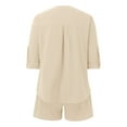 thumbnail image 7 of Riforla Women Summer Solid Color Long Sleeve Shorts Conditioning Fashion Casual Home Service Two Piece Set Matching Sets Women Clothing Beige L, 7 of 7