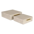 thumbnail image 5 of Contemporary Home Living Set of 2 White Square Faux Shagreen Decorative Box with Handles 9.75", 5 of 9