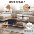 thumbnail image 3 of HomGarden 39.4" Modern Rectangle 2-Tier Coffee Table Wood Cocktail Table Home Office, Natural, 3 of 11