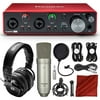 Focusrite Scarlett 2i2 2-in 2-Out USB Recording Audio Interface (3rd Gen) + Tascam TM-80 Studio Condenser Microphone, PreSonus HD9 Professional Headphones and More